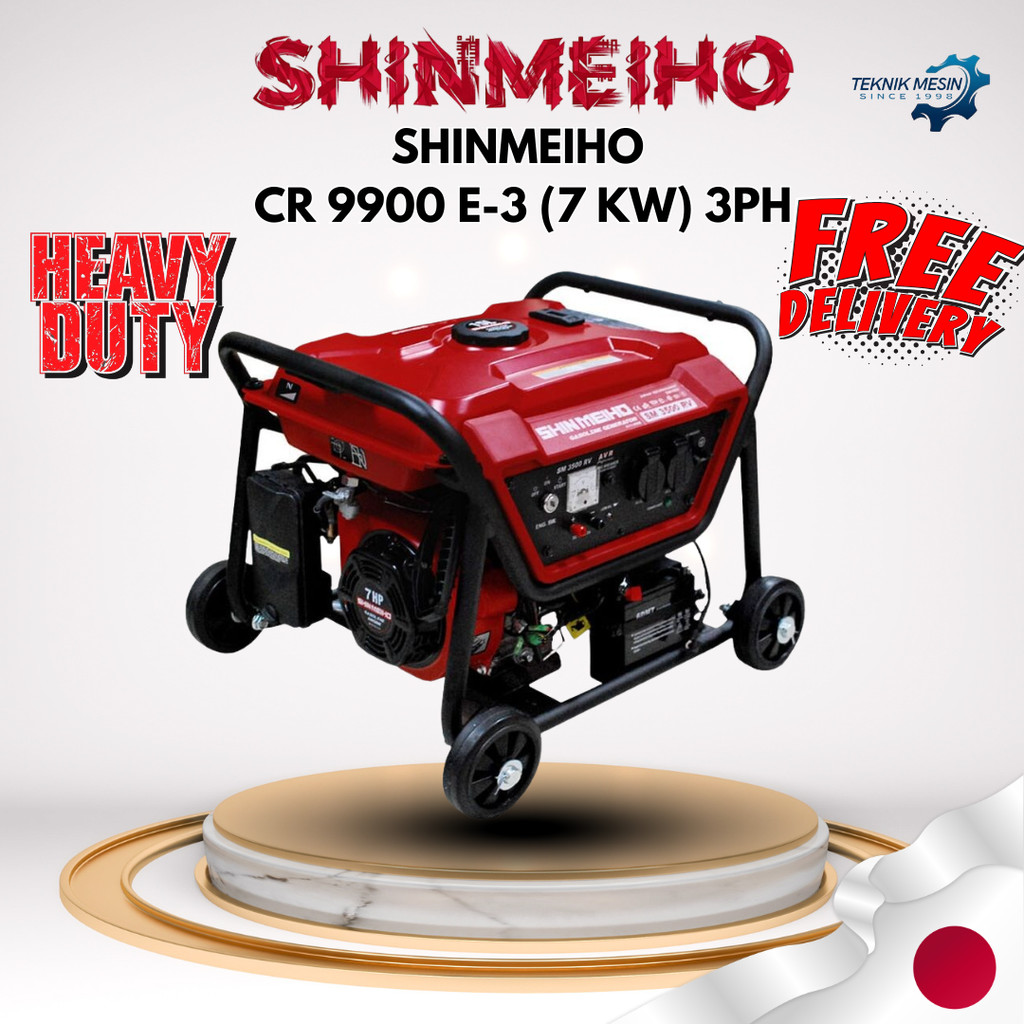 SHINMEIHO CR 9900 E-3 (7 KW) 3PH / GENSET BENSIN 7000 WATT / GASOLINE GENERATOR CR 9900 E-3 / 3 PHAS
