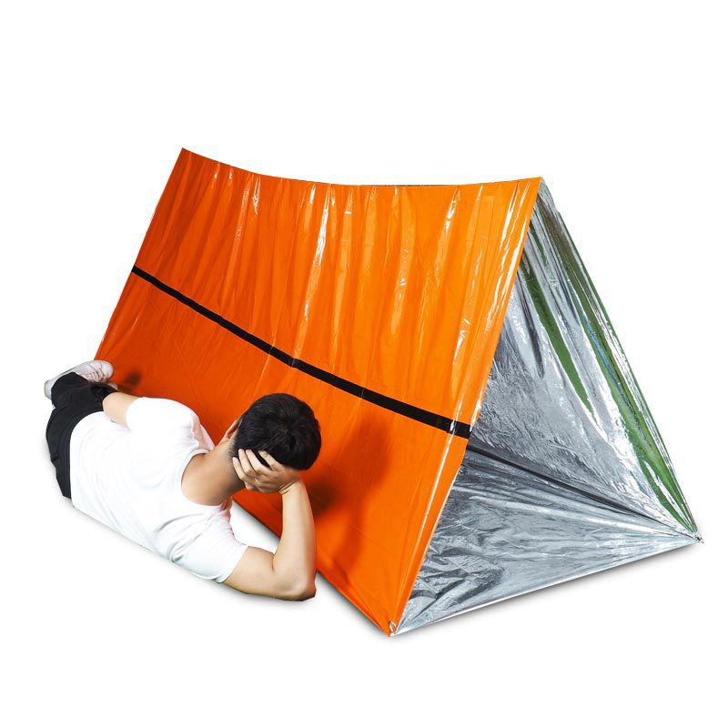 2 Person Emergency Shelter Bivy Survival Tent Kit Mylar Tube Tent Sleeping Bag Waterproof Outdoor