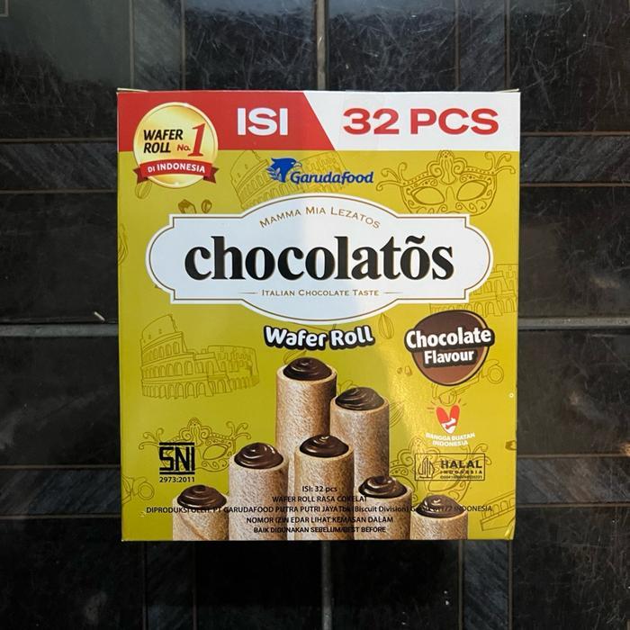 "New" Chocolatos Wafer Roll 1 Box - 32 Pcs Dus Pak - Stick Murah Garuda Food