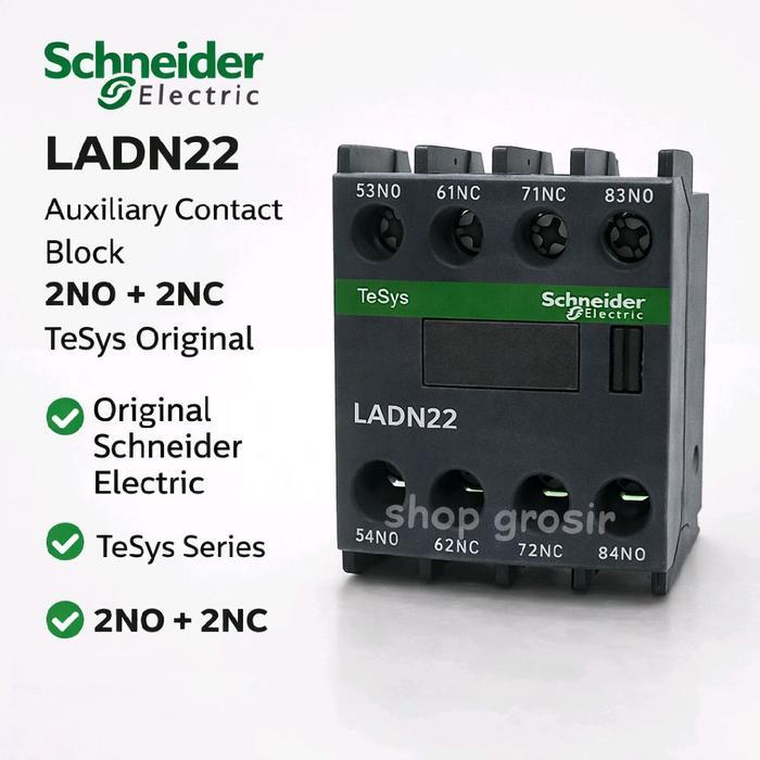 AUXILIARY CONTACT SCHNEIDER LADN22 2NO+2NC KONTAK BANTU KONTAKTOR ORIGINAL DISKON