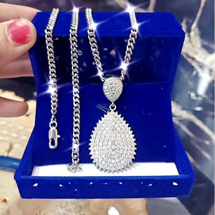 KALUNG panjang hijab putih 75cm Pelapisan Logam Perhiasan