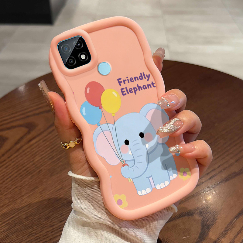Casing Untuk Realme C21 Case Casing pola Sapi dan Gajah Kasing HP ceruk Kesing mewah Cesing tipis Ma