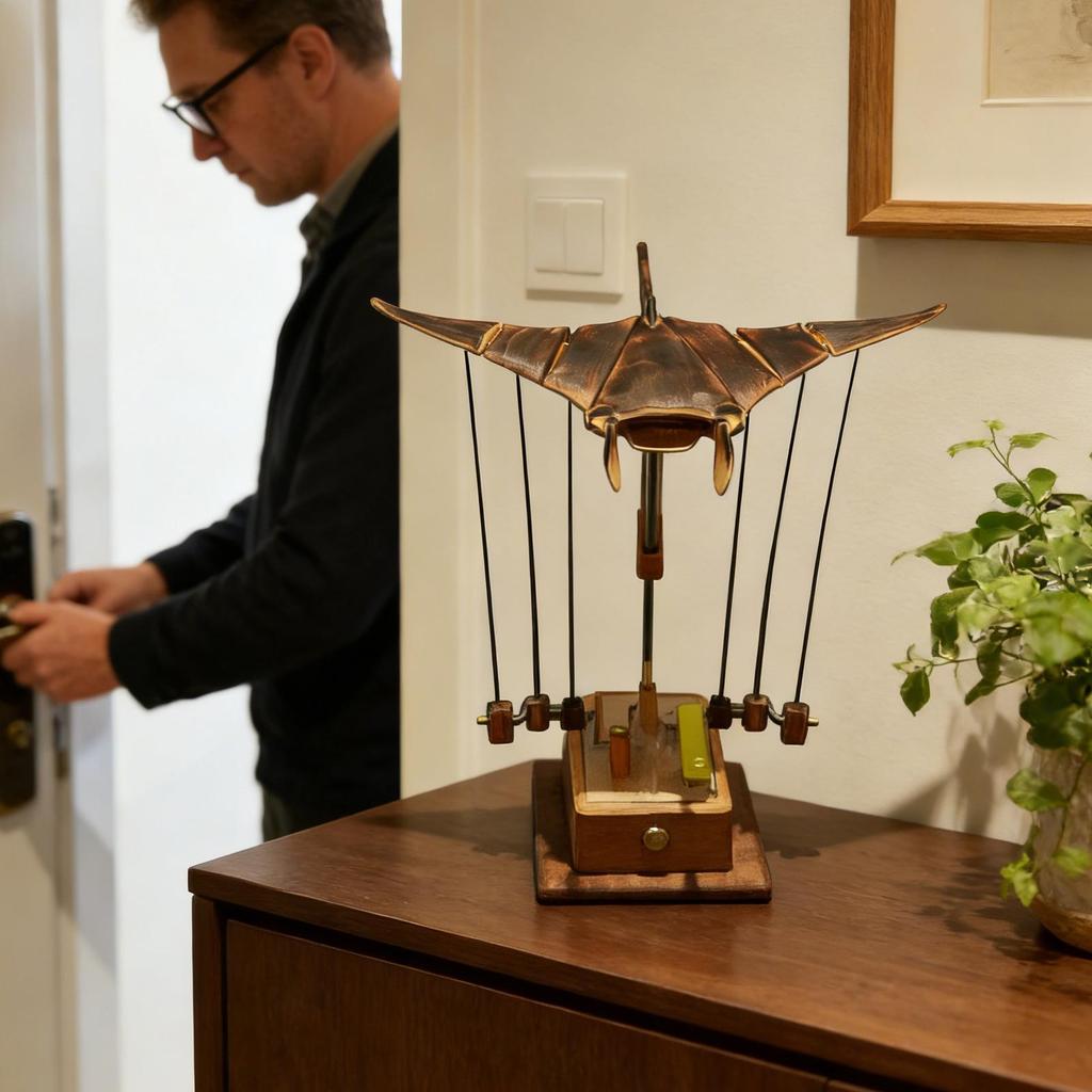 Mechanical Manta Ray Wooden Mechanical Dynamic Decor Handmade Electric Manta Ray Automaton for Home