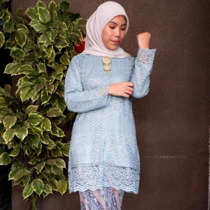 Ready Atasan Kebaya Tunik Sanghai Bahan Burkat Moderen Kebaya Jumbo Lamaran Wisuda Tunik Brokat