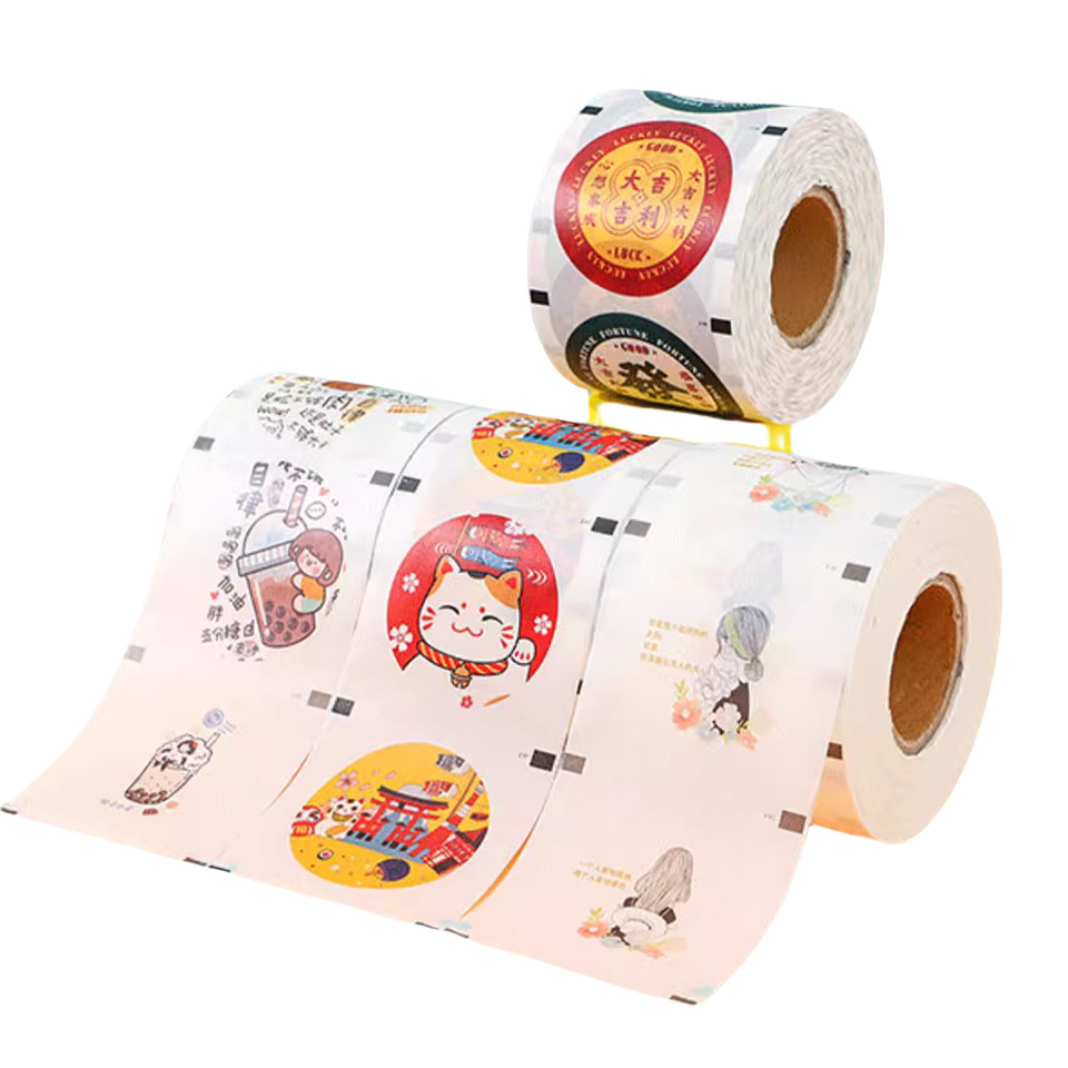 F9095-C Custom Printed Logos and Patterns Boba Cup Sealing Film,Made of Plastic Paper Material for