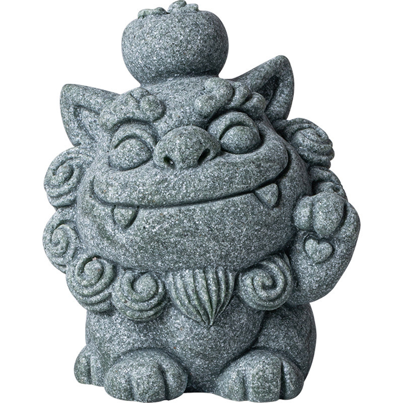 Creative Stone Lion Tea Pet Pair Guardian Lion Foo Dog Figurine Feng Shui Ornament Fish Tank
