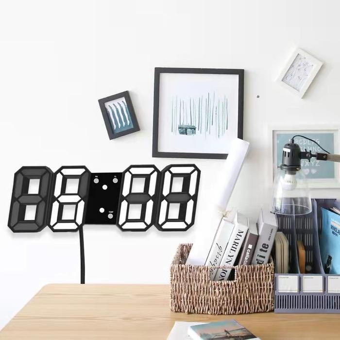 BISA COD J5414 Jam Meja LED 3D Jam Dinding Digital Jam Dekorasi Jam Alarm Unik Lampu