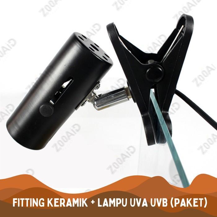 Fitting Keramik Pendek + Lampu Uva Uvb Penghangat Reptil Reptile Kura Pasi Ori