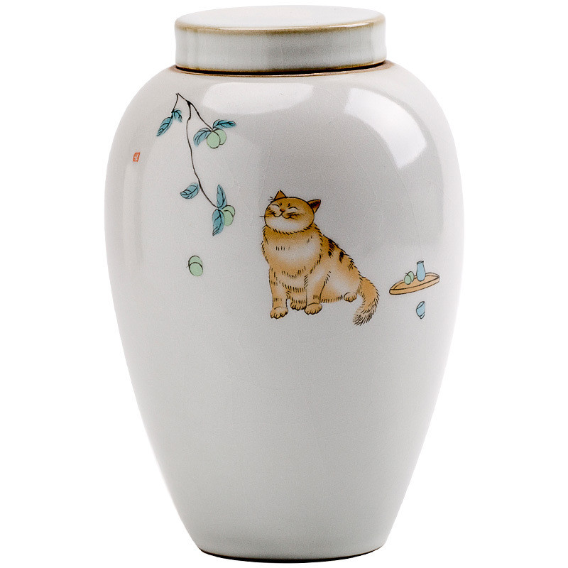 Pet Urn Lovely Delicate Moisture-proof Teeth Beard Memorial Collection Cat Dog Urn With Scriptures C