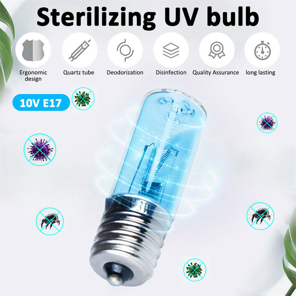 UVC Disinfection Lamp 254nm Ultraviolet Lamp 10V E17 Light Bulb Ozone 254nm Germicidal UV Lamp Kill