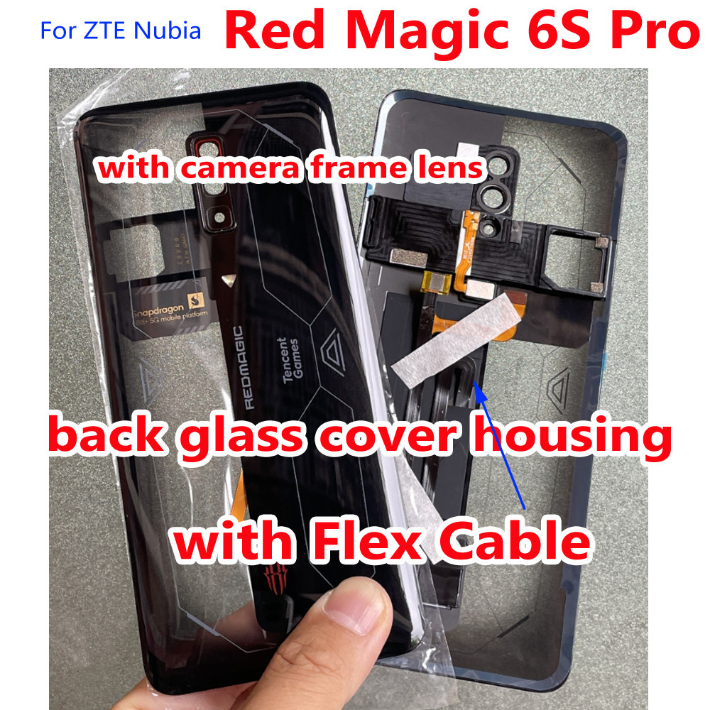 Battery Back Glass Cover Housing For ZTE Nubia Red Magic 6S Pro 6SPro with Flex Cable Camera Frame