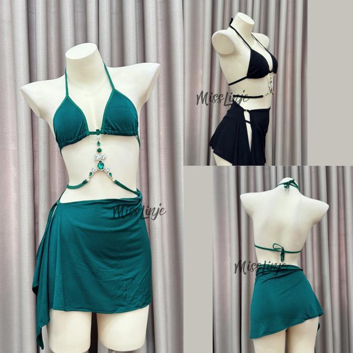 MissLinje Baju Dinas Lingerie Cosplay Bikini Jasmine Etnic Belly Dance Dengan Permata Cantik Elegan