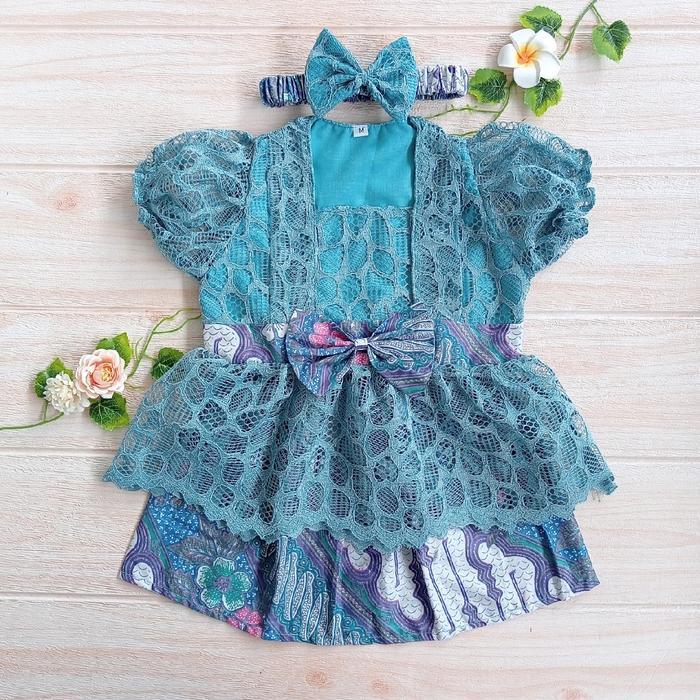 TERLARIS Kebaya Bayi Kinan untuk Tedhak Siten / Kebaya Anak / Kebaya Anak warna Biru Wardah READY
