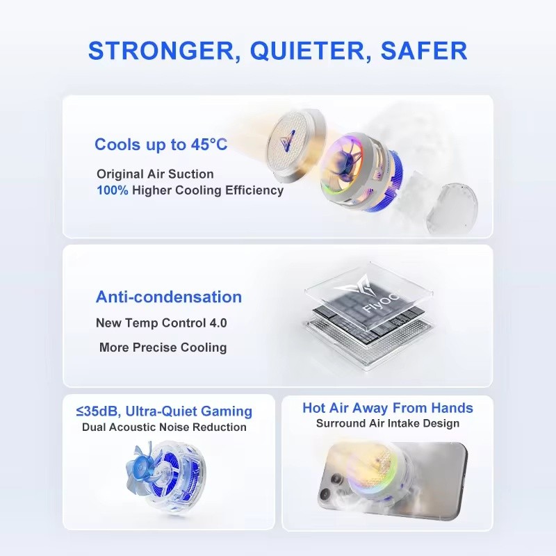 Flydigi B8X B9X 30W Magnetic Phone Cooler Silent Semiconductor Fan Ice Cooling Overclocking Gaming