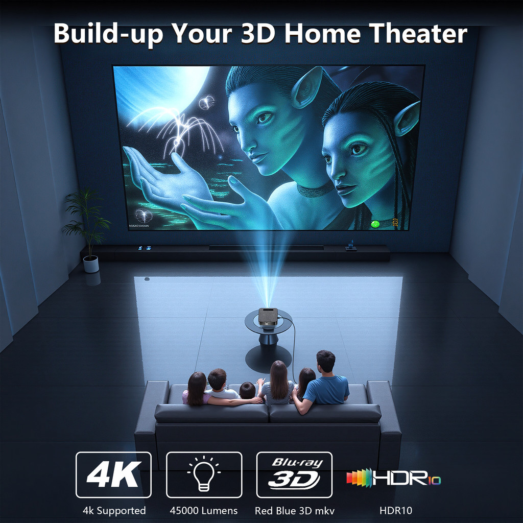 XIWBSY 46000Lumens Google TV Projector Portable Projector 4K Android 11.0 Daylight Projector 8K