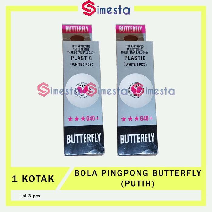 Bola Ping Pong Tenis Meja Bola pingpong Butterfly G40+ putih isi 3