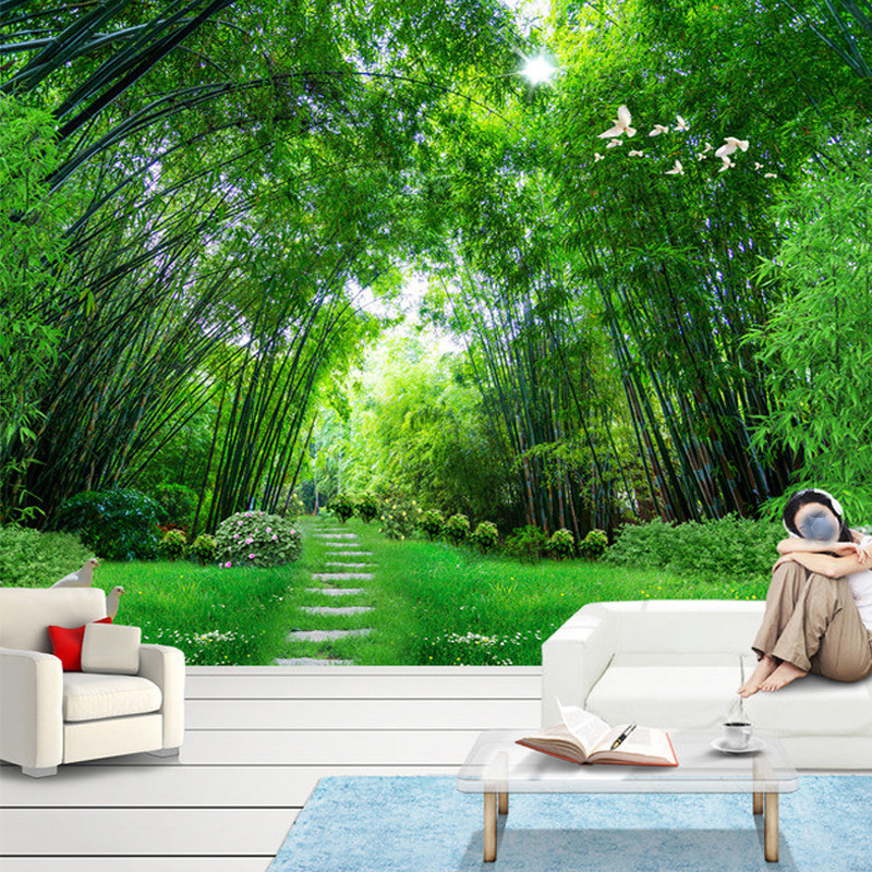 Custom Photo Wall Paper 3D Green Bamboo Forest Large Wall Painting Modern Living Room Mural Wallpape