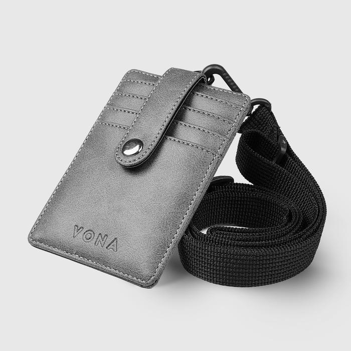 VONA York ID Card Holder - Dompet Kartu Pria Wanita dengan Lanyard Adjustable