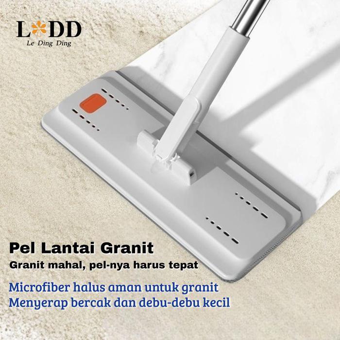 Pel Lantai GranitPel Lantai Ajaib Kepala 32Cm Tanpa Cuci Tangan Bonus 4 Kain Pel Aluminium Super
