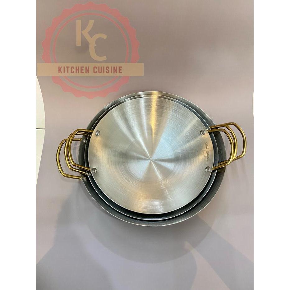 Kuali Kecil Stainless Steel Tebal Anti Lengket Gagang Emas Promo