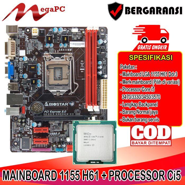 PAKET MOTHERBOARD LGA 1155 H61 DDR3 + PROCESSOR CORE I5 3470 (3,20GHZ) PROMO