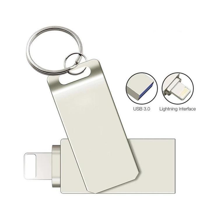 FLASHDISK 1TB FOR IPHONE ,USB OTG FLASHDISK 1TB IOS, IPAD, PC, USB 3.0, 2 IN 1, VENDA QUENTE, PRATA