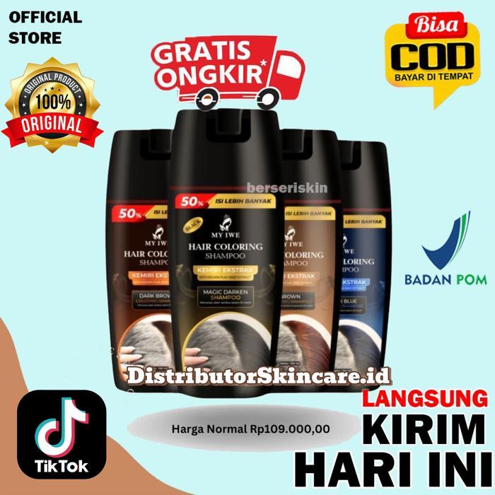 MyIWE Hair Coloring Shampoo My Iwe Penghitam Rambut Putih Penghilang Uban Instant Sampo Anti Uban