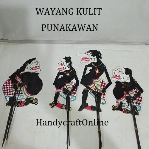 Punakawan wayang kulit asli hiasan dinding dan mainan satu set (4pcs)