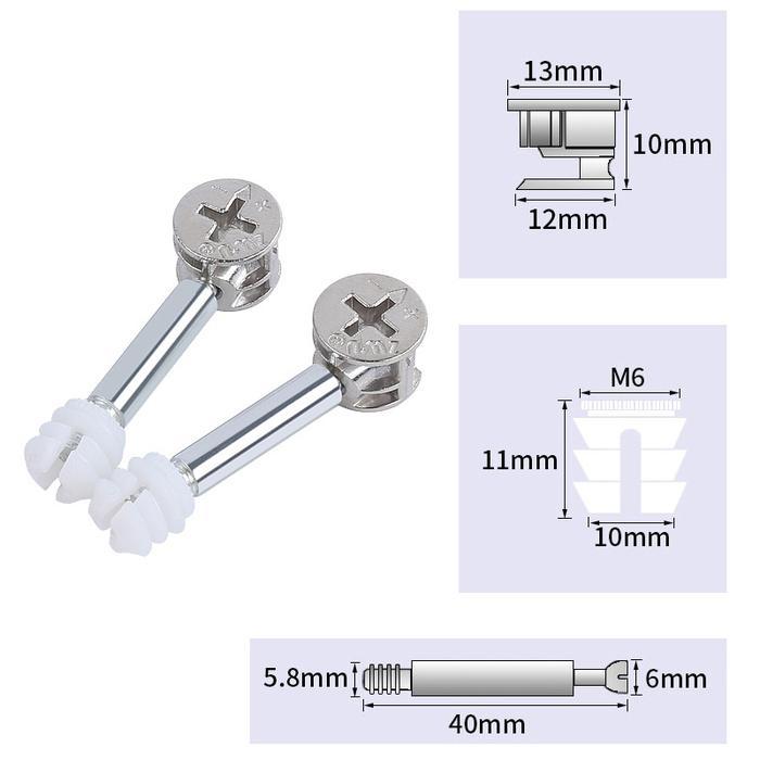 20 Pcs/Set Minifix Baut Knock Down Skrup/Minifix Baut Knock Down Skrup #Gratisongkir