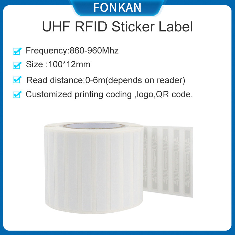 1000pcs UHF RFID Label 100*12mm RFID Tag 860mhz 960mhz Adhesive Passive Sticker Label for UHF RFID