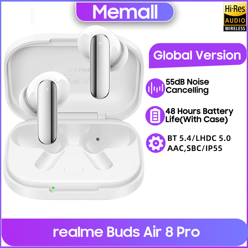 Global Version realme Buds Air 8 Pro True Wireless Earphone 55dB Active Noise Cancelling Bluetooth
