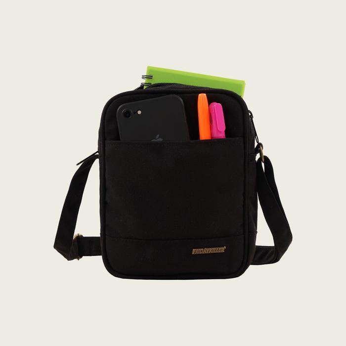 ORIGINAL TAS SELEMPANG SLINGBAG PRIA WANITA POLOS HITAM FRIDAY KILLER MINIKI BLACK READY STOCK
