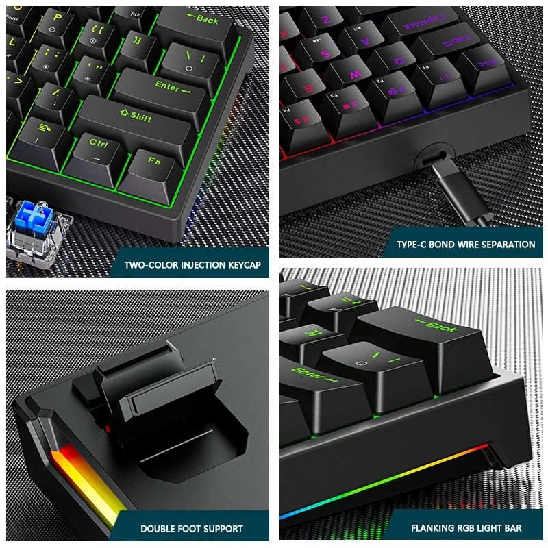 K620 Mini Backlit RGB Gaming Mechanical Keyboard Gamer Mechanic Kit 60 Percent DIY Custom PBT Keycap