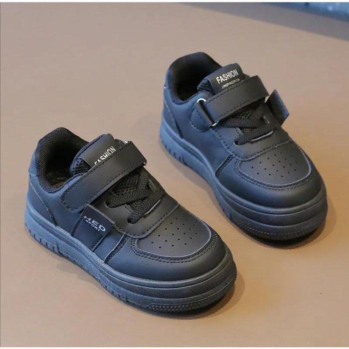 Bata Kids - Sepatu Sekolah Anak Laki Perempuan Hitam Polos Doff School Shoes Full Black Cewek Cowok