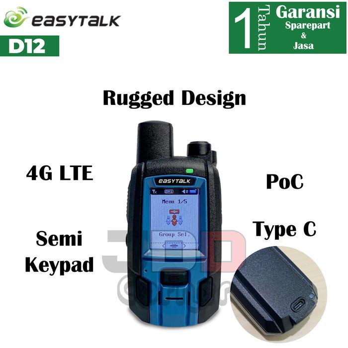 HT POC Kecil Easytalk D12 4G LTE Akun Permanent Pocstars Rugged Design RTOS Simcard ORIGINAL Baru