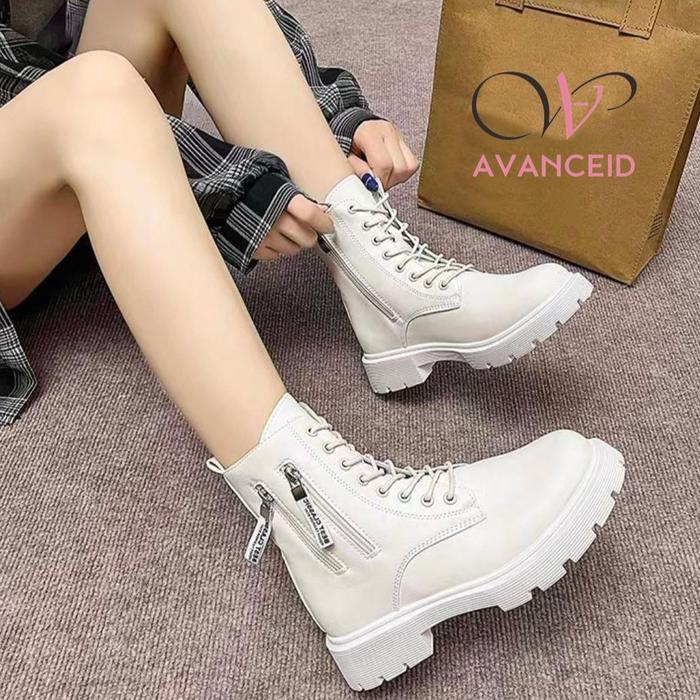 Laviola - Gongchan Boots Sepatu Sneakers Wanita Docmart Putih Hitam