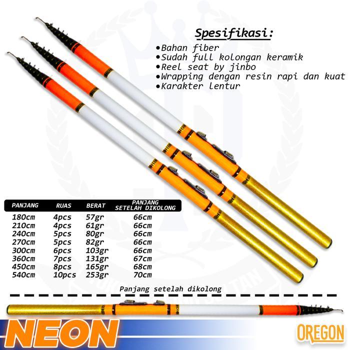 Set Lengkap Pancing Tegek Kolong Oregon Neon Pole Murah Reel Joran
