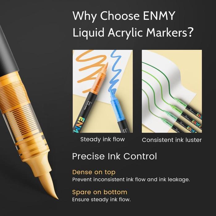 Enmy 48 Warna Marker Cair Akrilik Langsung Marker Cat Air Akrilik Marker Katun Untuk Tekstil Kanvas