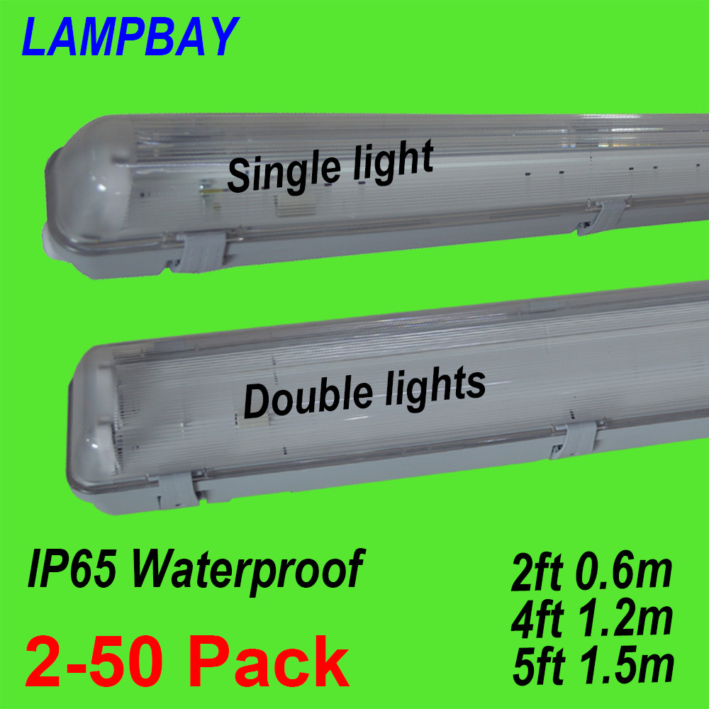 2-50pcs LED Tube Light Fixture 2ft0.6m 4ft1.2m T8 G13 Double Bulb Fitting Vapor Proof IP65 Waterproo