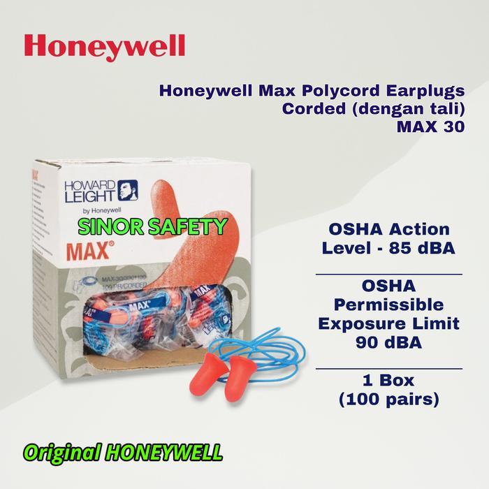 Earplug Honeywell Corded Disposable Foam Earplug MAX-30