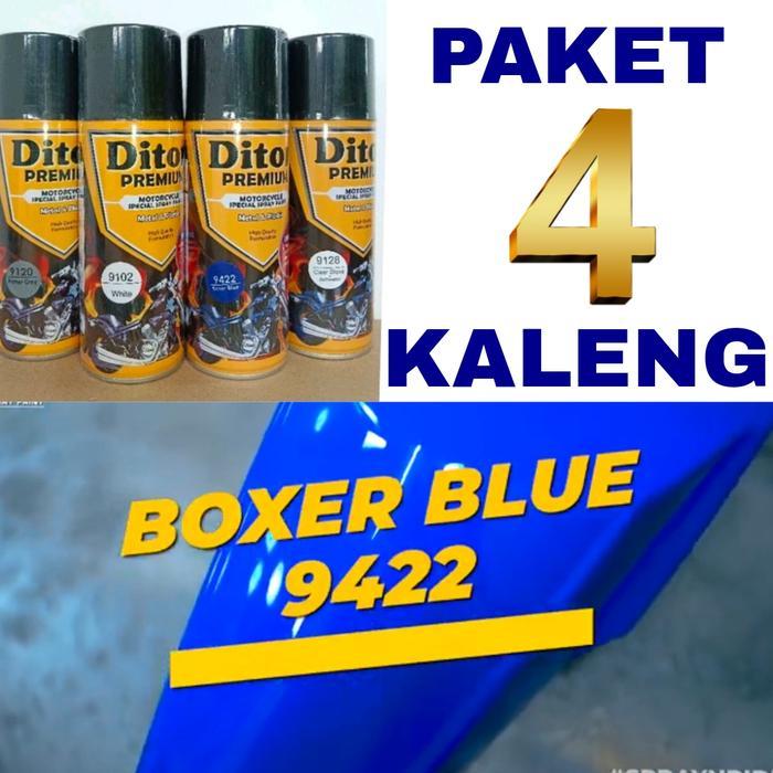 PAKET-4 KALENG pilok cat semprot diton premium BOXER BLUE 9422 400cc biru tua