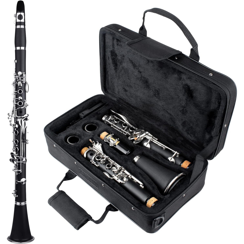 SLADE Clarinet 17 Key Bb Clarinet Professional Woodwind Instrument Bakelite Wood Clarinet with Reed