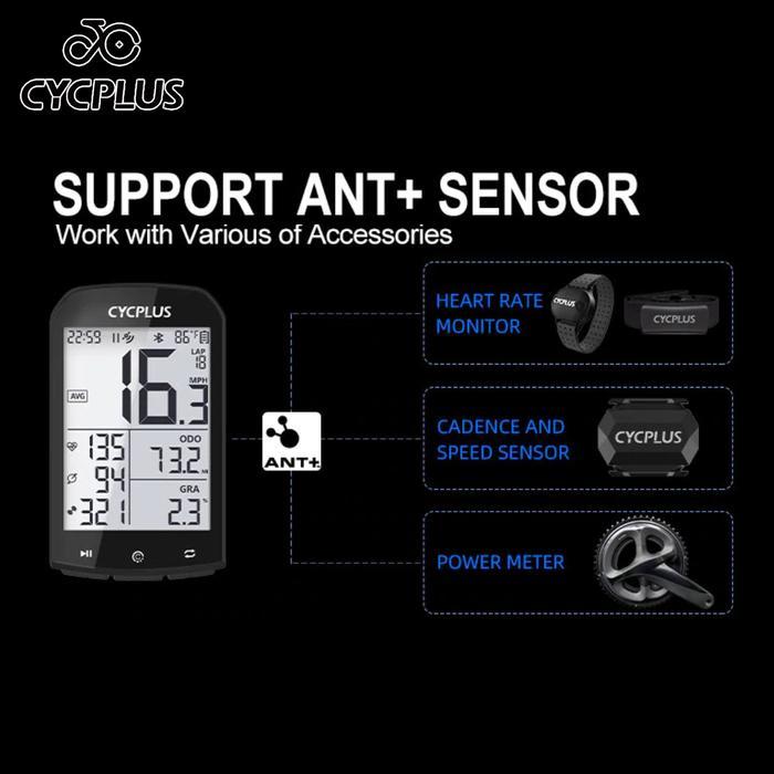 CYCPLUS M1 GPS Bike Computer Speedometer Sepeda ANT+ Bluetooth Fullset