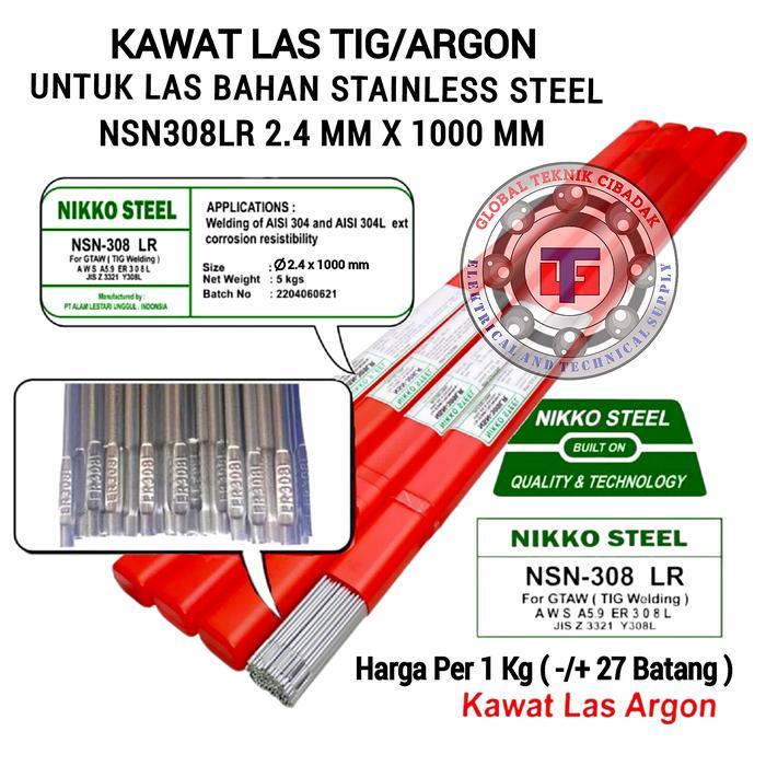 Kawat Las Argon Tig 2.4 Mm Nsn308Lr Stainless Per 1 Kg Nikko Steel Tig Nsn 308 Lr 2.4 Mm Er308L