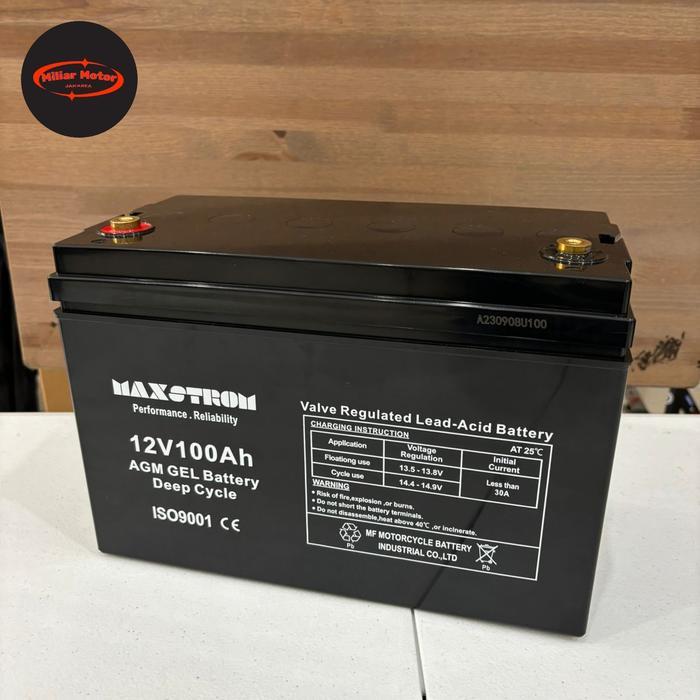 Aki Kering Solar Panel UPS PLTS Battery VRLA 12V 100Ah AGM Deep Maxstrom