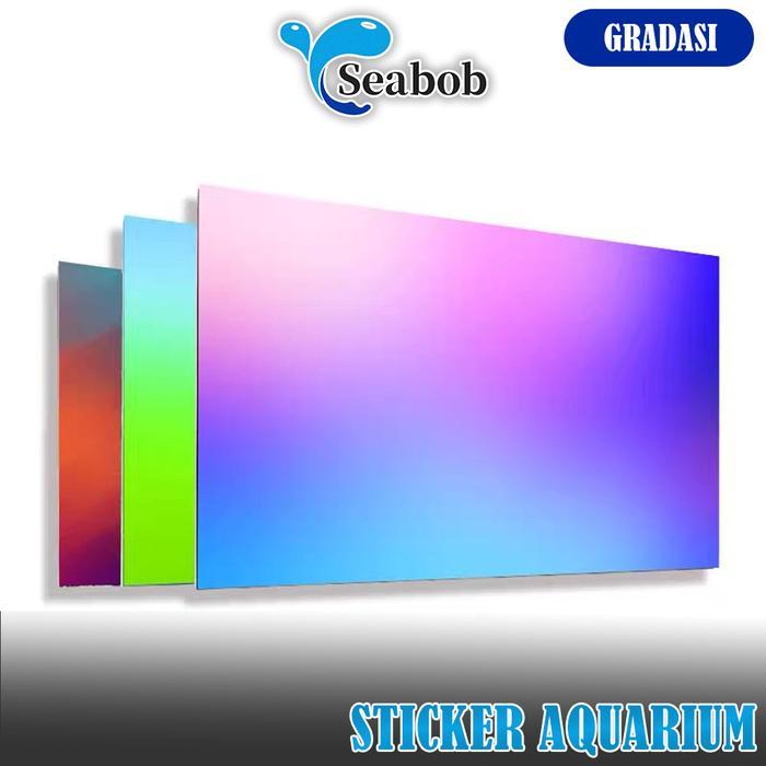 Ready Seabob Background Aquarium Gradasi, 50/60 Stiker Aquarium , Wallpaper Aquarium, Aquascape,