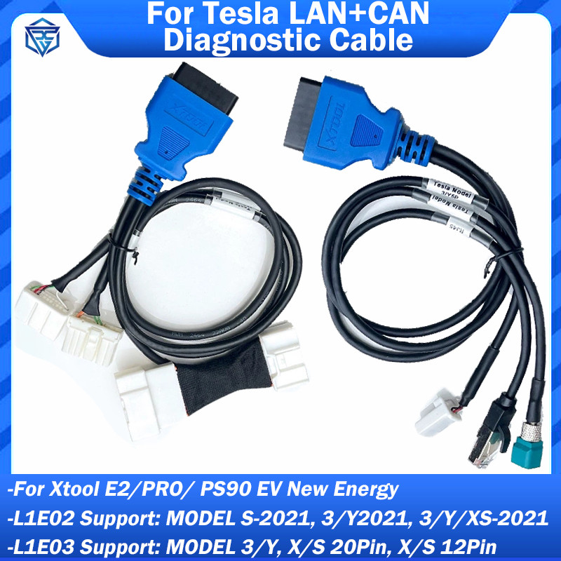 2026 For Tsla LAN CAN Diagnostic Cable Work With Xtool E2/ PRO/ PS90 EV New Energy for Tesla Model X