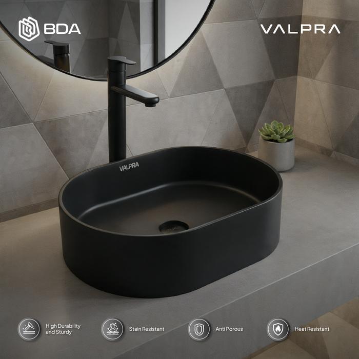 Valpra Wastafel Meja Granit Bentuk Oval Tempat Cuci Tangan Desain Modern Kamar Mandi V GB 5040