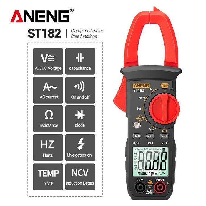 Broco - St182 Digital Clamp Meter Ac Dc Voltmeter Amperemeter Multimeter Dengan Layar Lcd Lampu