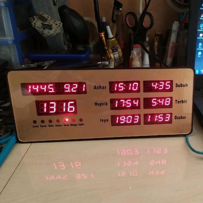 Sonifer Jam Dinding Adzan & Iqomah Otomatis Adzan Clock Az-2515 Ukuran 25 X 10 Cm Free Custom Nama